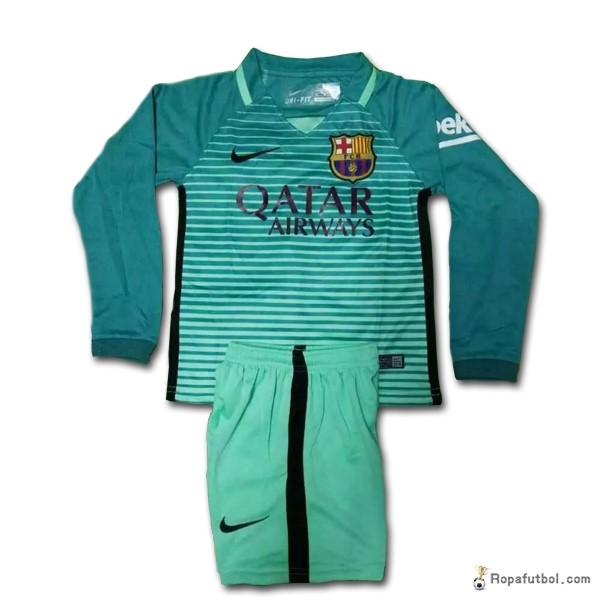 Camiseta Barcelona Replica Tercera Ropa ML Niños 2016/17 Verde